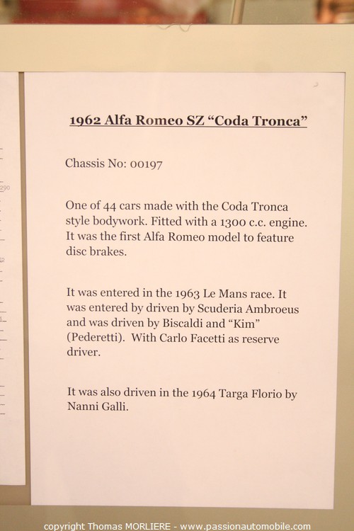 Alfa-Romo SZ 1962 Coda Tronca (Retromobile 2010)