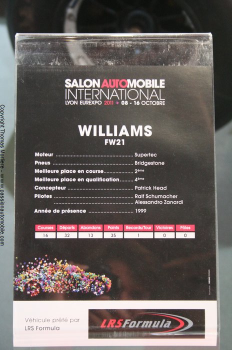 formule 1 williams bmw fw21 1999 (Salon auto de Lyon 2011)